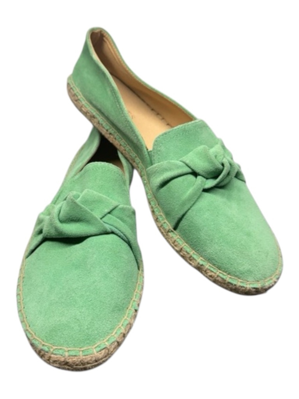 Talbots ‎ Izzy Vibrant Green Suede Knot Espadrille Flat Slip On Summer Size 7